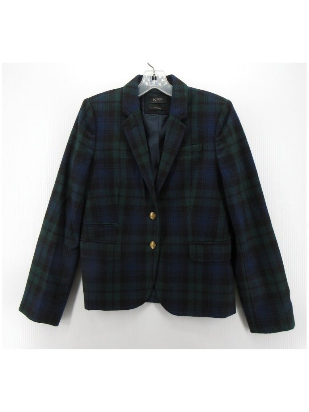 J Crew Blazer 6 Green Schoolboy Blackwatch Tartan Leather Patches